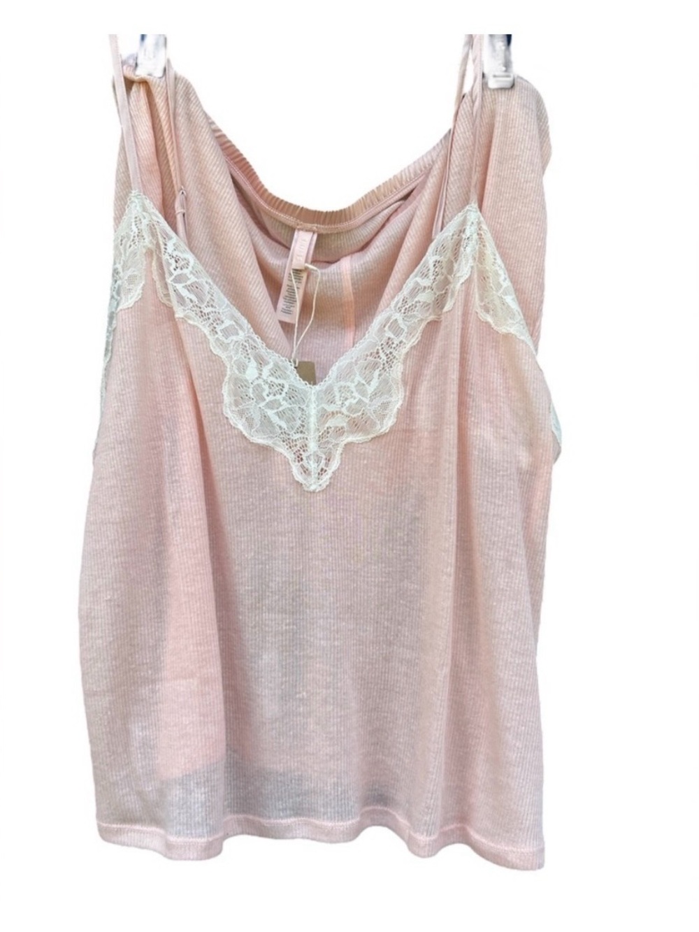 SKIMS Sheer Cotton Lace-Trim Cami Set in Villa